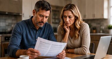Homeowners reviewing solar paperwork